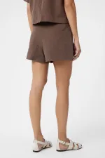 Antioch Kahve Gömlek Şort Kadın Takım