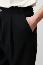 Antioch Siyah Yüksek Bel Pileli Relax Fit Erkek Pantolon