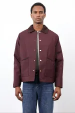Antioch Bordo Kontrast Yaka Erkek Mont