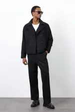 Antioch Black Double-Breasted Short Men's Coat