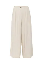 Antioch Ekru Keten Karışımlı Kadın Culotte Pantolon