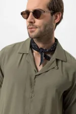 Antioch Khaki Apache Collar Long-Sleeved Men's Shirt