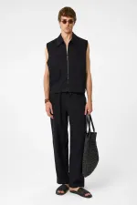 Antioch Black Polo Collar Textured Men's Vest Antioch Black Polo Collar Textured Men's Vest