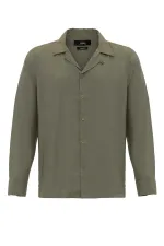 Antioch Khaki Apache Collar Long-Sleeved Men's Shirt