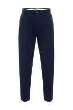 Pantalon homme Antioch bleu marine foncé, taille haute, plissé, coupe décontractée