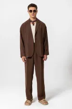 Antioch Kahve Oversize Astarsız Erkek Blazer Ceket