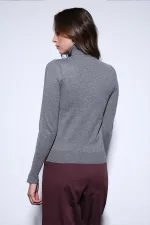 Antioch Gri Dik Yaka Triko Kazak