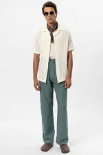 Antioch Ecru Apache Collar Square Knit Men's Shirt