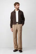 Antioch Men's Jacket with Coffee Texture and Zipper