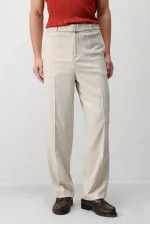 Pantalon homme Antioch beige coupe décontractée avec ceinture