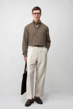 Antioch Bej Keten Karışımlı Relaxed Fit Erkek Gömlek Antioch Bej Keten Karışımlı Relaxed Fit Erkek Gömlek