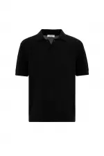 Antioch Siyah 100% Pamuk Polo Yaka Triko T-Shirt