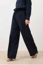 Pantalon Antioch bleu marine en modal mélangé pour femme