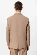 Antioch Açık Kahve Tek Düğme Kruvaze Erkek Blazer Ceket