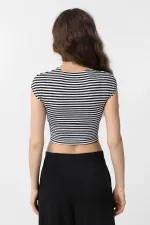 T-shirt rayé court noir Antioch pour femme