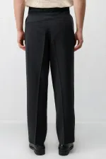 Antioch Black Lyocell Relaxed Fit Pleated Men's Trousers