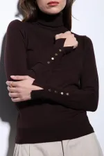 Antioch Kahve Dik Yaka Triko Kazak