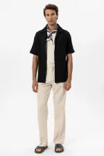 Antioch Black Apache Collar Square Knit Men's Shirt