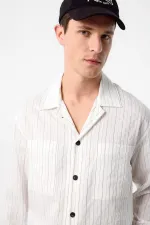 Chemise à rayures en tissu modal blanc Antioch pour homme