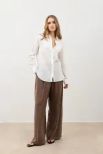 Antioch Coffee Pleated Palazzo Women's Trousers