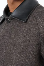 Antioch Coffee Wool Blend Contrast Collar Men's Coat