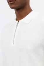 Antioch Ekru Fermuarlı Erkek Triko Kazak