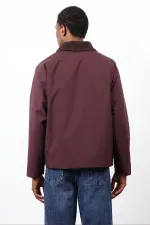 Antioch Bordo Kontrast Yaka Erkek Mont