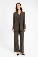 Veste blazer rayée à un bouton pour femme Antioch Coffee