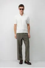 T-shirt en maille Antioch Ecru Comfort Slim à fermeture éclair pour homme