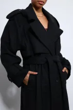 Antioch Black Oversize Belted Coat
