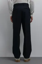 Antioch Lacivert Relax Fit Baggy Pilili Erkek Pantolon