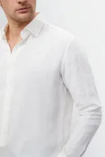 Antioch Ecru Collar Button Detail 100% Linen Men's Shirt