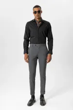 Antioch Gri Regular Fit Duble Paça Erkek Pantolon