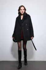 Antioch Siyah Kısa Suni Kürklü Kaban