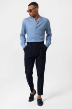 Antioch Baby Blue Mandarin Collar Regular Fit Men's Shirt