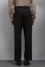 Antioch Kahve Relax Fit Çizgili Erkek Pantolon