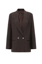 Antioch Coffee Women's Striped Oversize Blazer Jacket