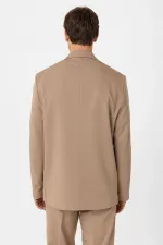 Antioch Beige Relax Fit Double-Breasted Men's Technical Blazer Jacket