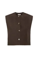 Antioch Kahve Keten Karışımlı Kadın Yelek