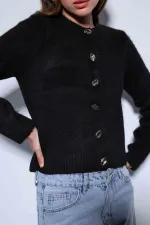 Antioch Black Soft Textured Women's Cardigan