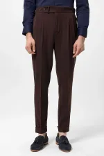 Antioch Coffee High Waist Pleated Carrot Fit Men's Trousers
