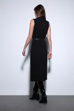 Antioch Black Women's Midi Dress with Belt Detail