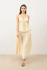Antioch Sarı Dökümlü Kadın Etek