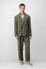 Antioch Khaki Modal Blend Relaxed Fit Men's Blazer Jacket