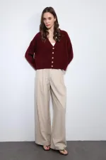 Gilet Antioch bordeaux en laine mélangée