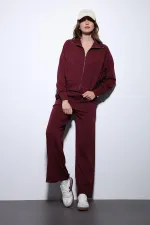 Antioch Burgundy Zip-Up Women's Tracksuit Set