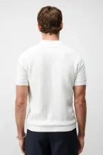 Antioch Ekru Premium Dokulu Erkek Triko T-Shirt