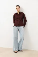 Antioch Burgundy Basic Slim Fit Women's Shirt