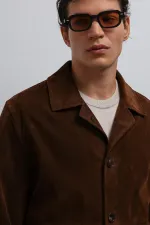 Antioch Kahve Süet Erkek Klasik Ceket