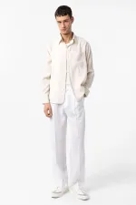 Antioch Ekru Modal Kumaş Relax Fit Erkek Gömlek
